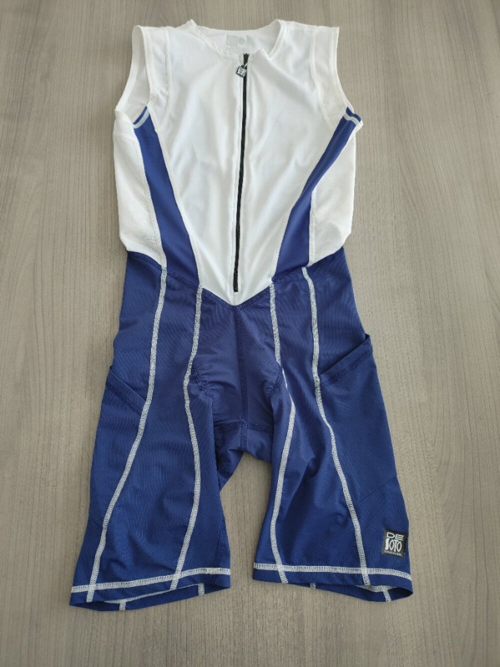 Men's De Soto Men’s Tri Suit Blue/White One Piece Triathlon Suit Size S